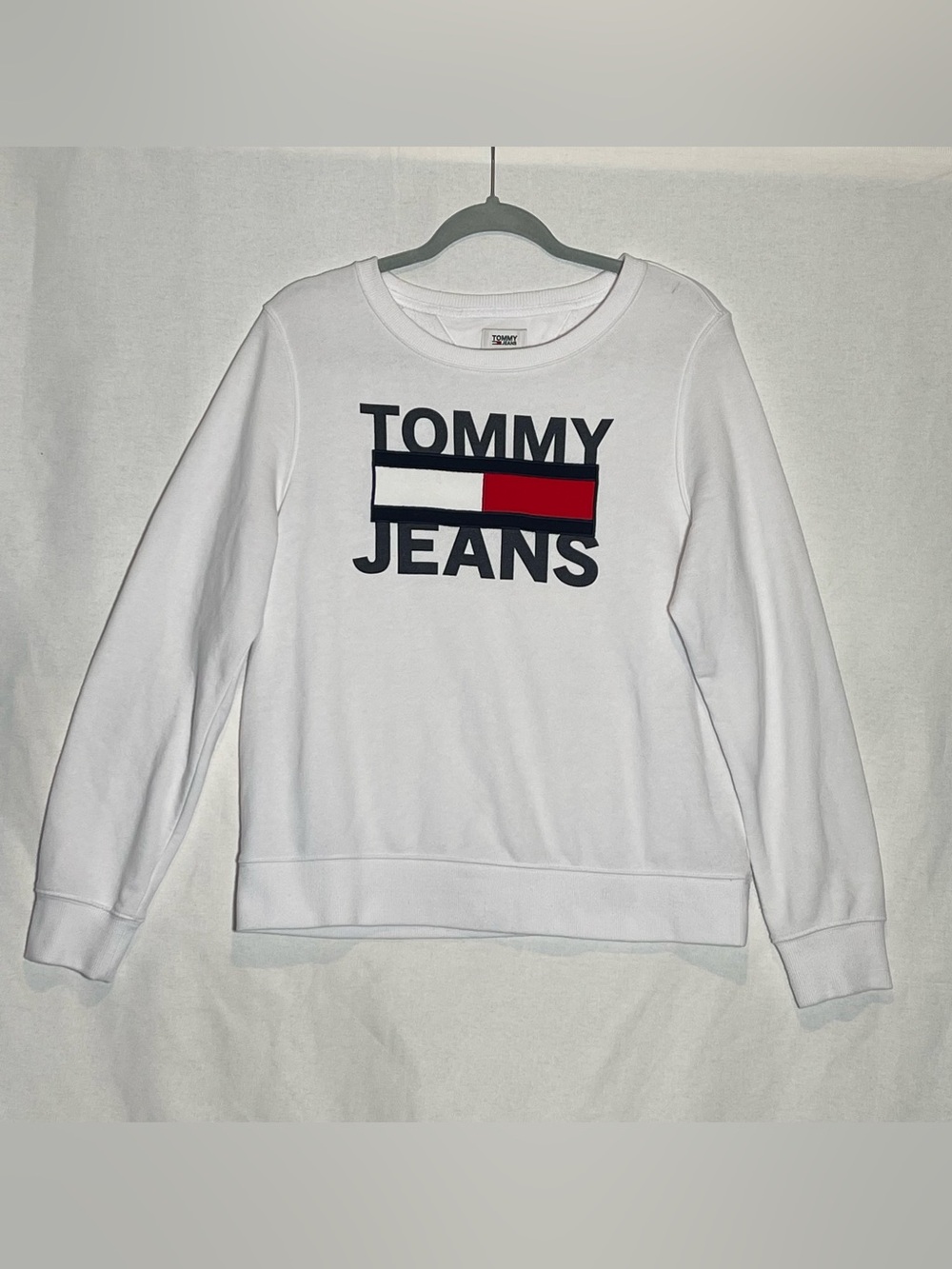 Tommy Jeans Tommy Hilfiger White Big Graphic Logo Crewneck Sweatshirt S